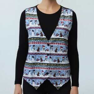 Nutcracker Extra Large Snowman Snowflake Vest Women's 90s